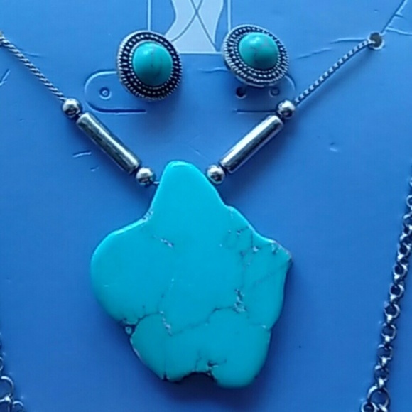 Vintage Turquoise & Silver Body Chain Necklace Jewelry Bohemian Boho Chic, NWT - Picture 3 of 3